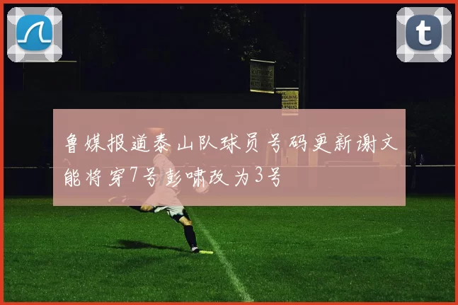 鲁媒报道泰山队球员号码更新谢文能将穿7号彭啸改为3号